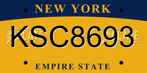 KSC8693 New York License Plate