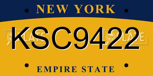KSC9422 New York License Plate