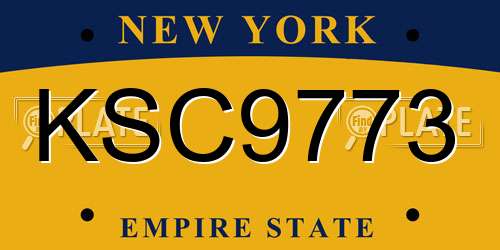 KSC9773 New York License Plate