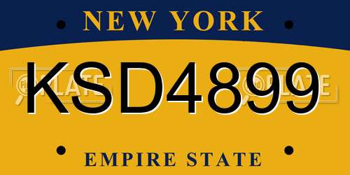KSD4899 New York License Plate