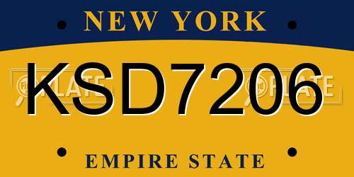 KSD7206 New York License Plate