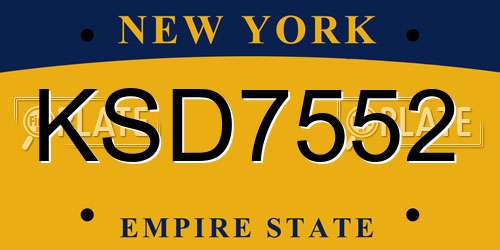 KSD7552 New York License Plate