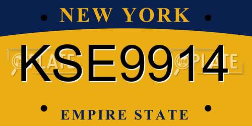 KSE9914 New York License Plate