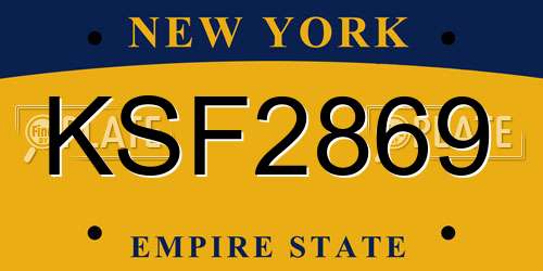 KSF2869 New York License Plate