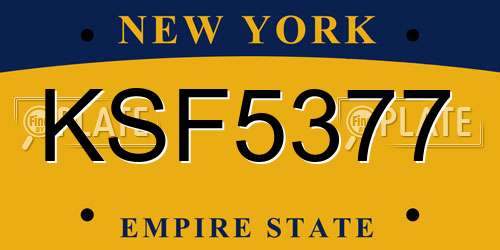 KSF5377 New York License Plate