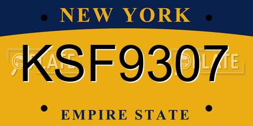 KSF9307 New York License Plate