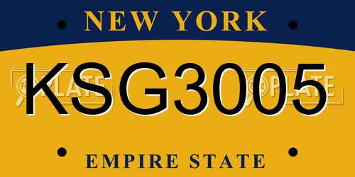 KSG3005 New York License Plate