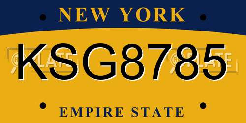 KSG8785 New York License Plate