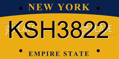 KSH3822 New York License Plate