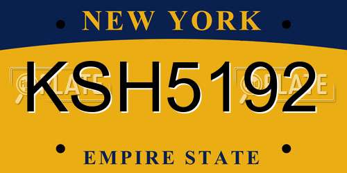 KSH5192 New York License Plate