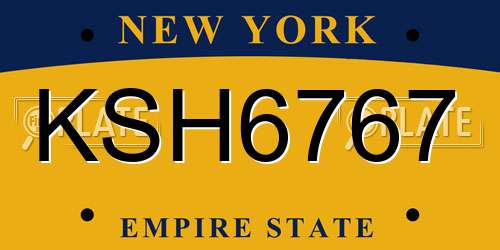 KSH6767 New York License Plate