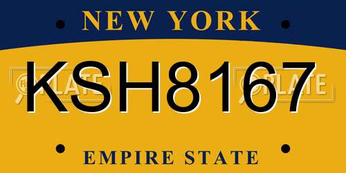 KSH8167 New York License Plate