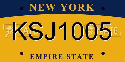 KSJ1005 New York License Plate
