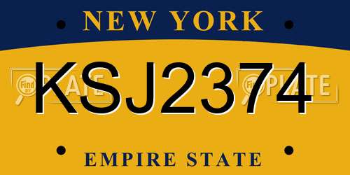 KSJ2374 New York License Plate