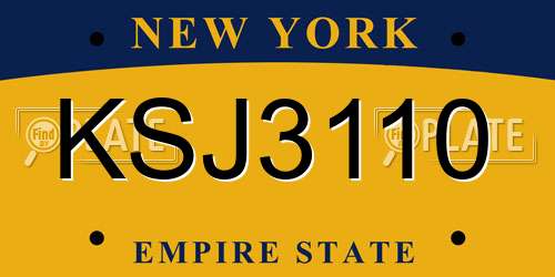 KSJ3110 New York License Plate