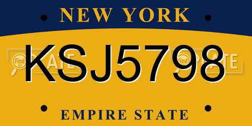 KSJ5798 New York License Plate