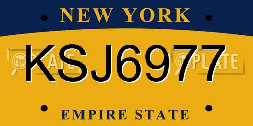 KSJ6977 New York License Plate