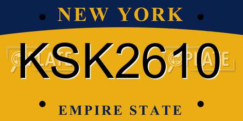 KSK2610 New York License Plate