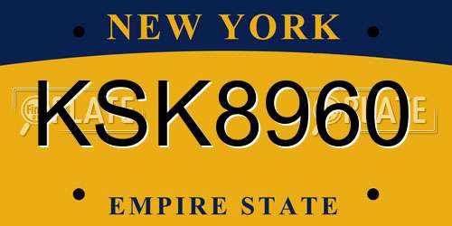 KSK8960 New York License Plate