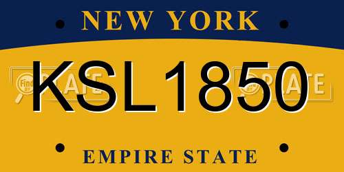 KSL1850 New York License Plate