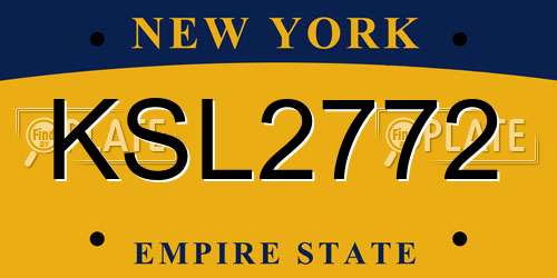 KSL2772 New York License Plate