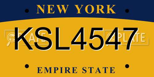 KSL4547 New York License Plate