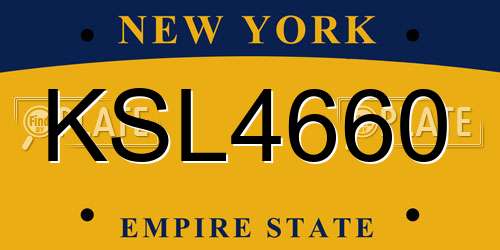 KSL4660 New York License Plate