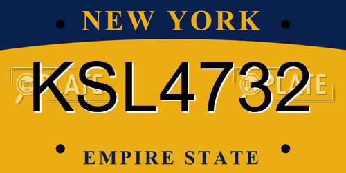 KSL4732 New York License Plate