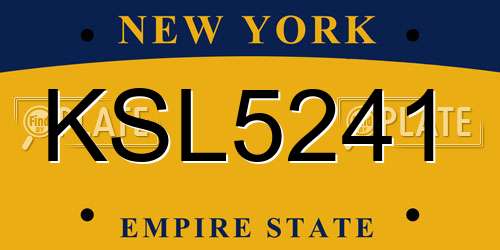 KSL5241 New York License Plate