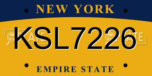 KSL7226 New York License Plate