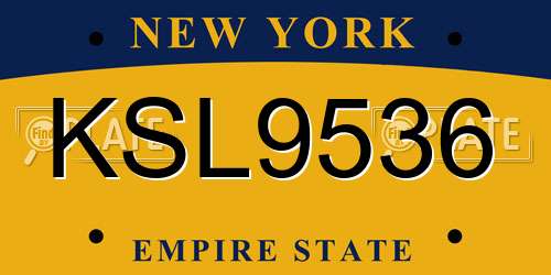 KSL9536 New York License Plate