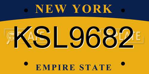 KSL9682 New York License Plate