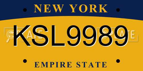 KSL9989 New York License Plate