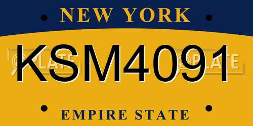 KSM4091 New York License Plate