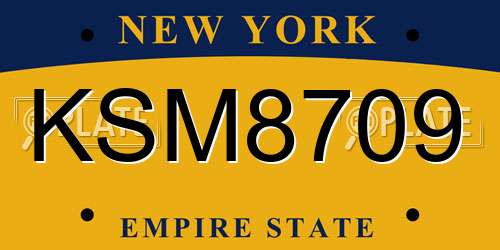 KSM8709 New York License Plate