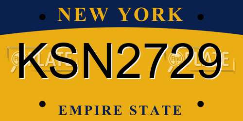 KSN2729 New York License Plate