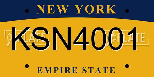 KSN4001 New York License Plate