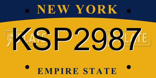 KSP2987 New York License Plate