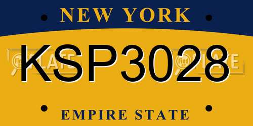 KSP3028 New York License Plate