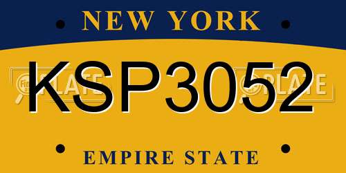 KSP3052 New York License Plate
