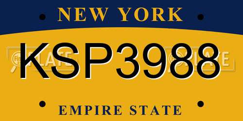 KSP3988 New York License Plate