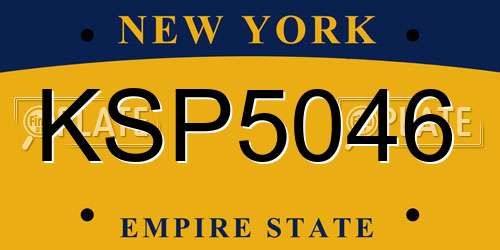 KSP5046 New York License Plate