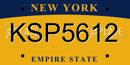 KSP5612 New York License Plate