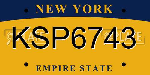 KSP6743 New York License Plate
