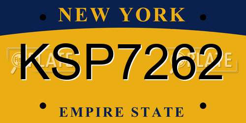 KSP7262 New York License Plate