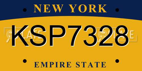 KSP7328 New York License Plate