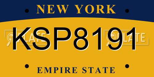 KSP8191 New York License Plate
