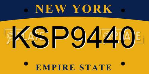 KSP9440 New York License Plate