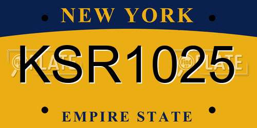KSR1025 New York License Plate