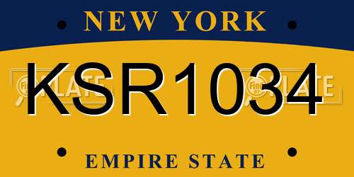 KSR1034 New York License Plate